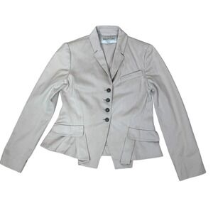 Valentino Made in Italy Blazer Beige Cotton Button‎ Front Tailored Women's 4
